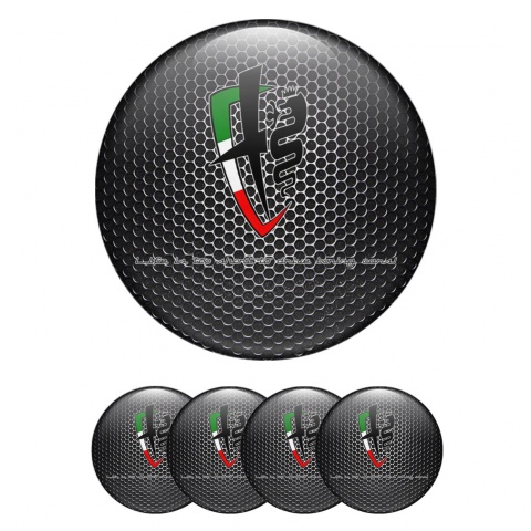 Alfa Romeo Wheel Stickers Graphite Black Italian Flag Edition