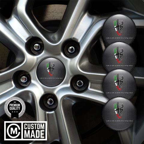 Alfa Romeo Wheel Stickers Graphite Black Italian Flag Edition