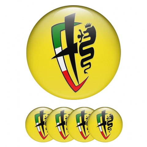 Alfa Romeo Wheel Stickers Yellow Black Italian Flag Design