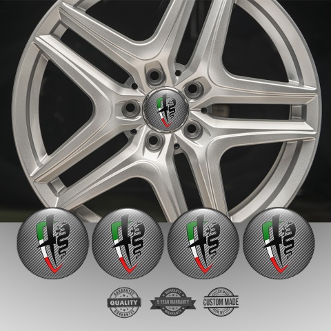 Alfa Romeo Domed Stickers Carbon Black Italian Flag Edition