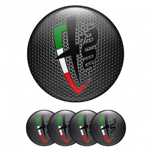 Alfa Romeo Domed Emblems Dark Mesh Italian Flag Edition
