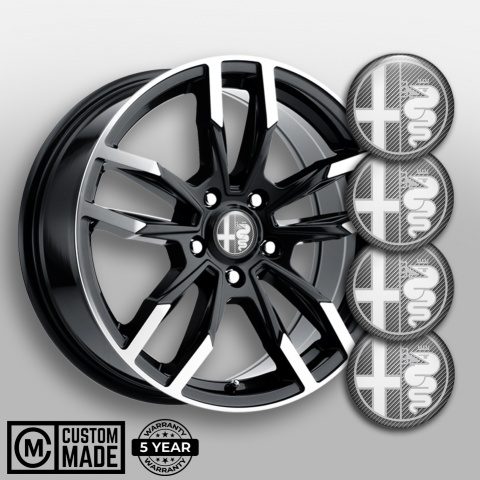 Alfa Romeo Wheel Emblems Carbon Grey White Edition