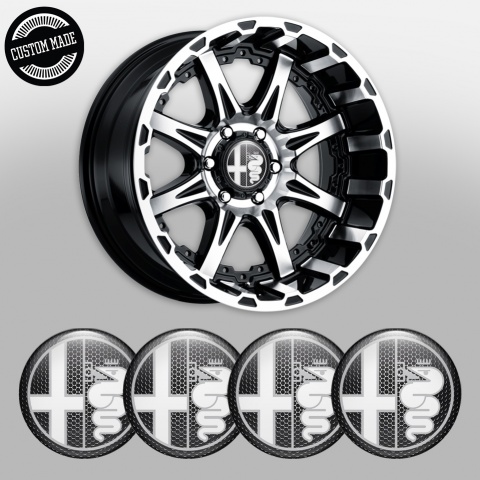 Alfa Romeo Wheel Emblems Dark Mesh Grey Logo Design