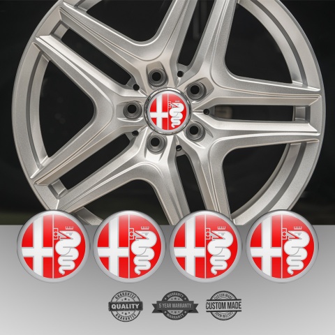 Alfa Romeo Center Caps Stickers Grey Red Logo Design