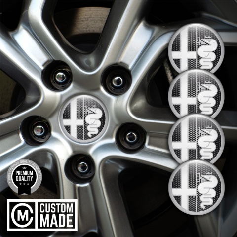 Alfa Romeo Wheel Emblems Dark Mesh Grey Domed Sticker