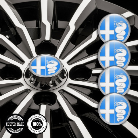 Alfa Romeo Wheel Domed Stickers Grey Sky Blue Edition
