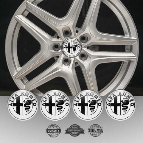 Alfa Romeo Wheel Domed Stickers Grey Black Classic Logo