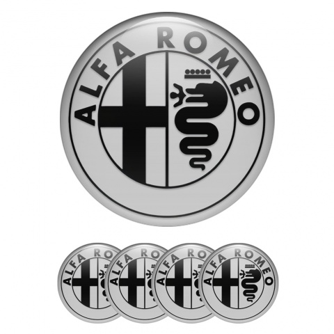 Alfa Romeo Wheel Emblems Dark Grey Black Classic Logo