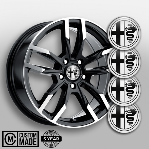 Alfa Romeo Wheel Stickers Grey Black Solid Logo Edition