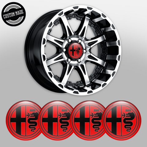 Alfa Romeo Wheel Emblems Red Black Clean Solid Logo