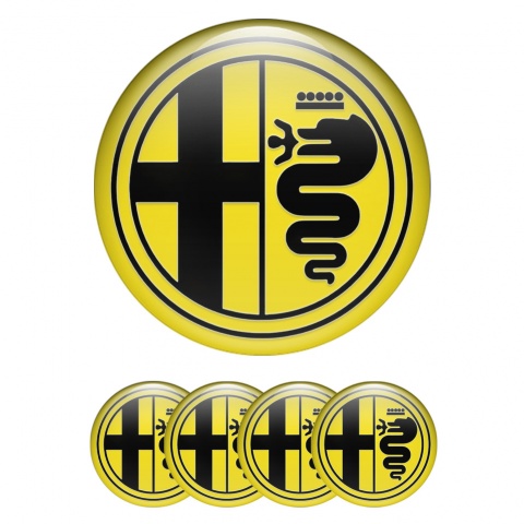 Alfa Romeo Wheel Emblems Yellow Black Solid Logo Edition
