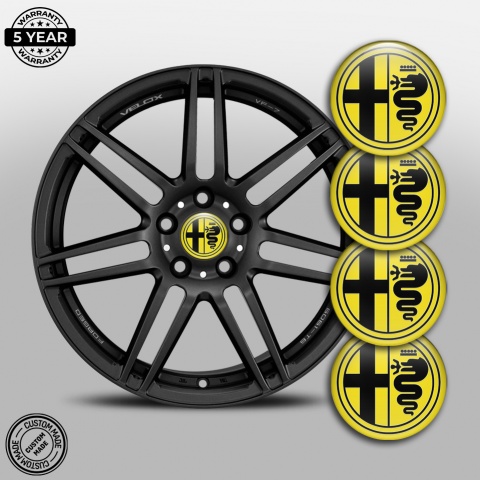 Alfa Romeo Wheel Emblems Yellow Black Solid Logo Edition