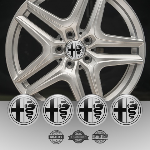 Alfa Romeo Wheel Emblems Dark Grey Black Solid Logo Edition