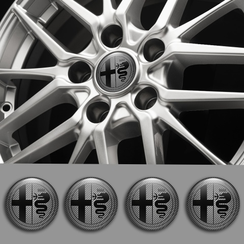 Alfa Romeo Wheel Emblems Carbon Black Solid Logo Edition