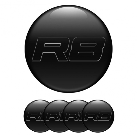 Audi R8 Wheel Emblems Black White Outline Logo Design