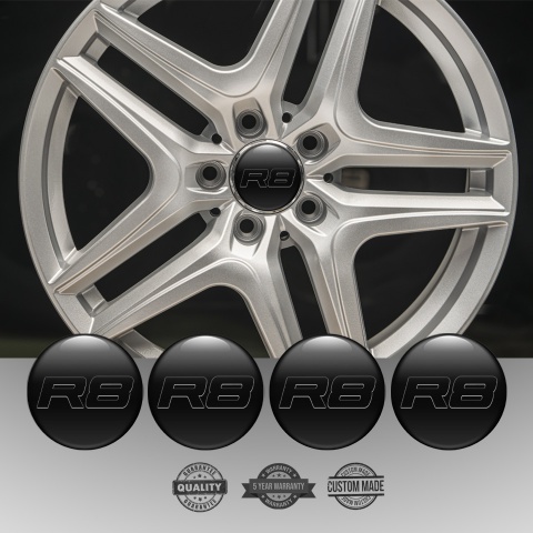 Audi R8 Wheel Emblems Black White Outline Logo Design