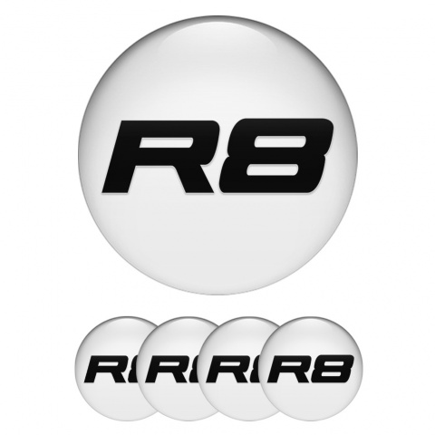 Audi R8 Wheel Emblems Grey Black Domed Sticker
