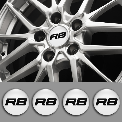 Audi R8 Wheel Emblems Grey Black Domed Sticker