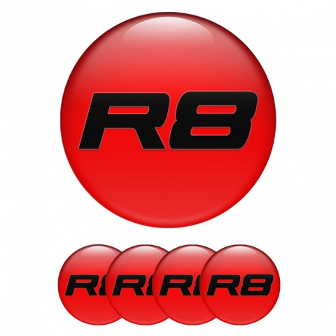 Audi R8 Wheel Silicone Stickers Red Black Clean Logo
