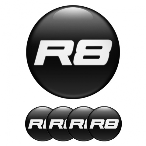 Audi R8 Wheel Emblems Black White Clean Logo
