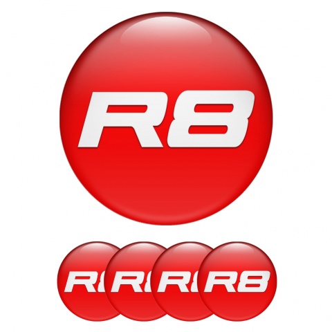 Audi R8 Wheel Emblems Red White Clean Logo Design