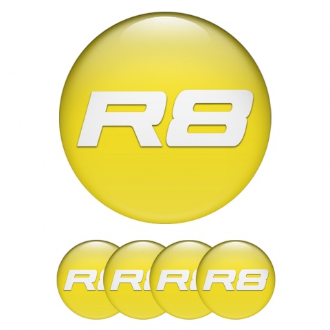Audi R8 Silicone Caps Stickers Yellow White Classic Logo