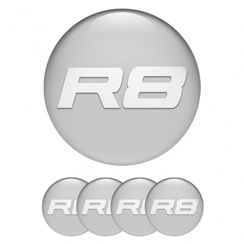 Audi R8 Wheel Emblems Dark Grey White Logo Edition