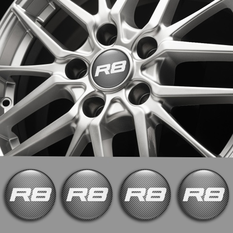 Audi R8 Wheel Emblems Carbon Grey Clean Logo