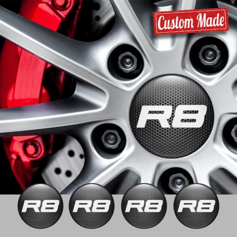 Audi R8 Wheel Emblems Dark Mesh Grey Clean Logo