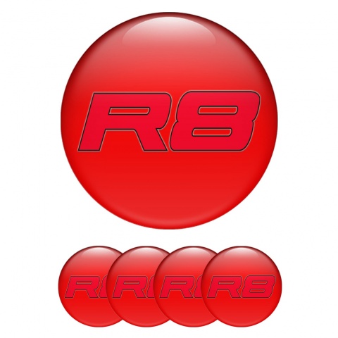 Audi R8 Wheel Emblems Red Black Outline Edition