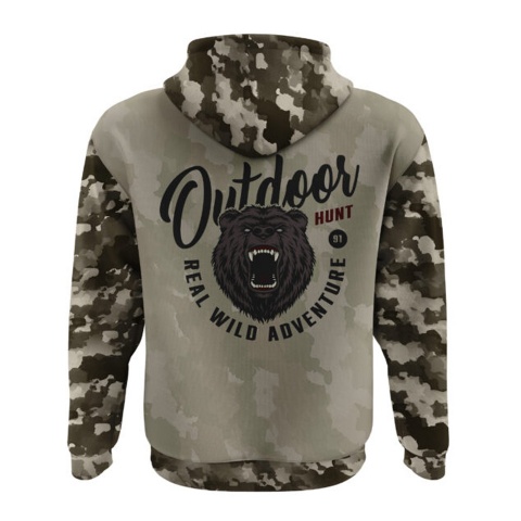 Hunting Sweatshirt Beige Camo Grizzly Bear Edition