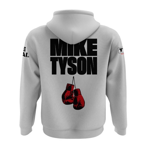 Martial Arts Mike Tyson Heavyweight Champion Hoodie Grey Red Collage