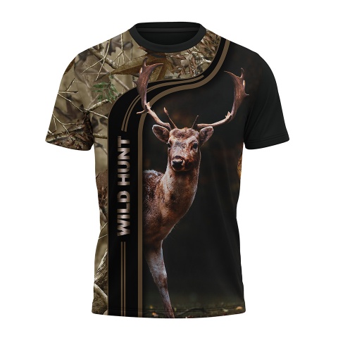 Hunting Short Sleeve T-Shirt Deer Wild Hunt Forest Print