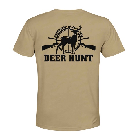 Hunting T-Shirt Wild Short Sleeve Deer Misty Field Color Print