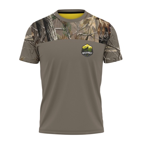 Hunting Short Sleeve T-Shirt Wild Wolf Logo Forest Edition