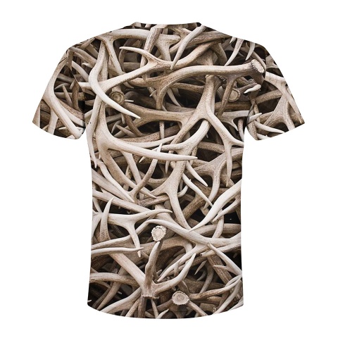 Hunting T-Shirt Short Sleeve Deer Antlers Full Color Collage 