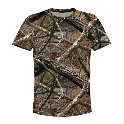 Hunting Short Sleeve T-Shirt Old Forest Camouflage Full Print