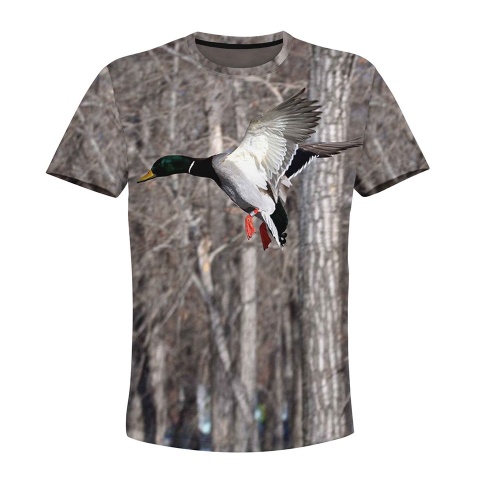 Hunting T-Shirt Short Sleeve Duck Season Forest Camo Print