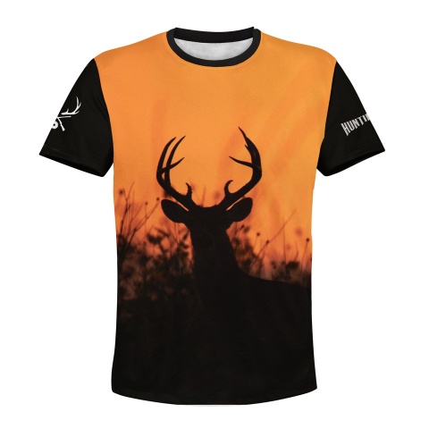 Hunting Club T-Shirt Deer Silhouette Orange Field Color Print