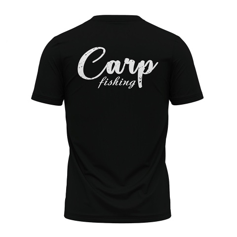 Fishing T-Shirt Short Sleeve Black Carp Fish Clean Edition