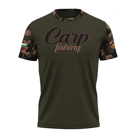 Fishing Short Sleeve T-Shirt Carp Fishing Bulgarian Flag Edition