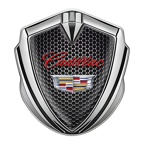 Cadillac Fender Emblem Badge Silver Dark Cells Design