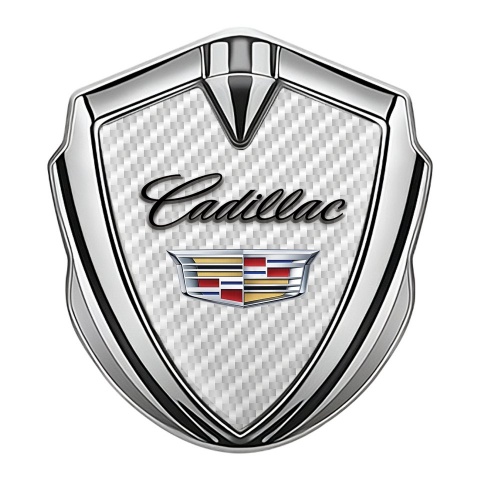 Cadillac Metal Badge Self Adhesive Silver Light Carbon Edition