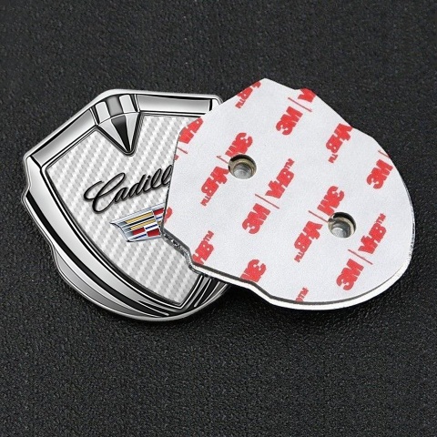 Cadillac Metal Badge Self Adhesive Silver Light Carbon Edition