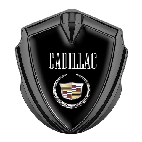 Cadillac Metal Car Badge Graphite Black Color Logo Design