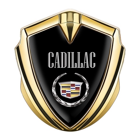 Cadillac Metal Car Badge Gold Black Color Logo Design