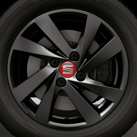 Seat  Sticker Wheel Center Hub Badge 3d Red with Gray Logo 