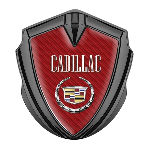 Cadillac 3D Car Metal Emblem Graphite Red Carbon Template