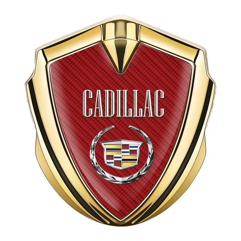 Cadillac 3D Car Metal Emblem Gold Red Carbon Template