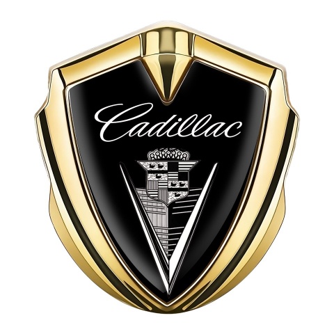 Cadillac Tuning Emblem Self Adhesive Gold Black White Design